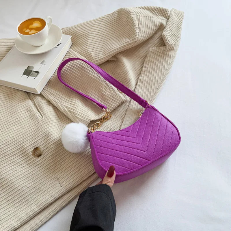 Felt Crescent Underarm Shoulder Bag