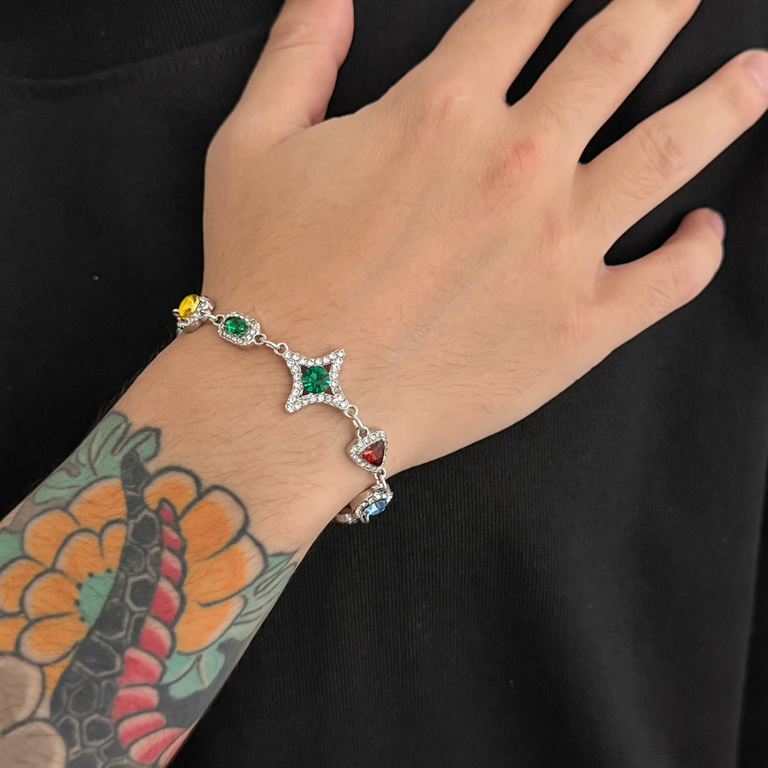 Crystal Chain Necklace and Bracelet Set