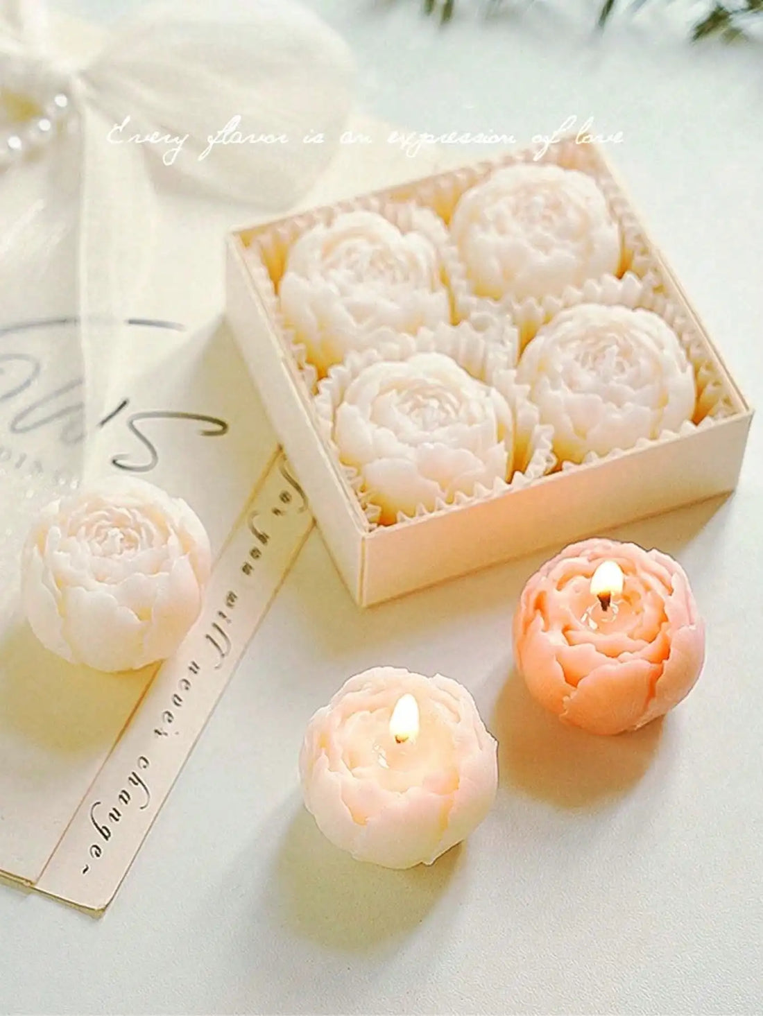 Handmade Rose Bouquet Candles, Set of 4