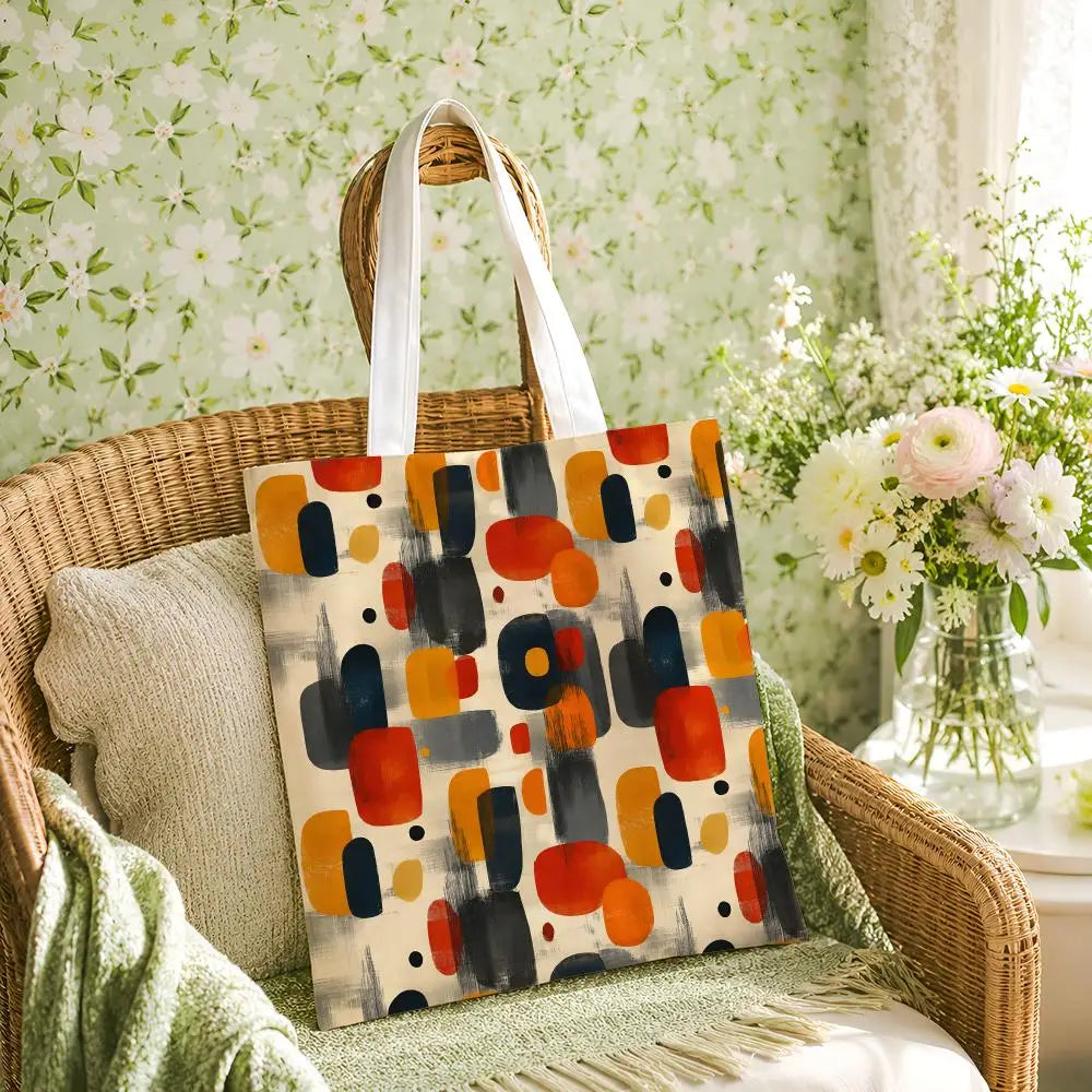 Amber Geo Canvas Shoulder Tote Bag