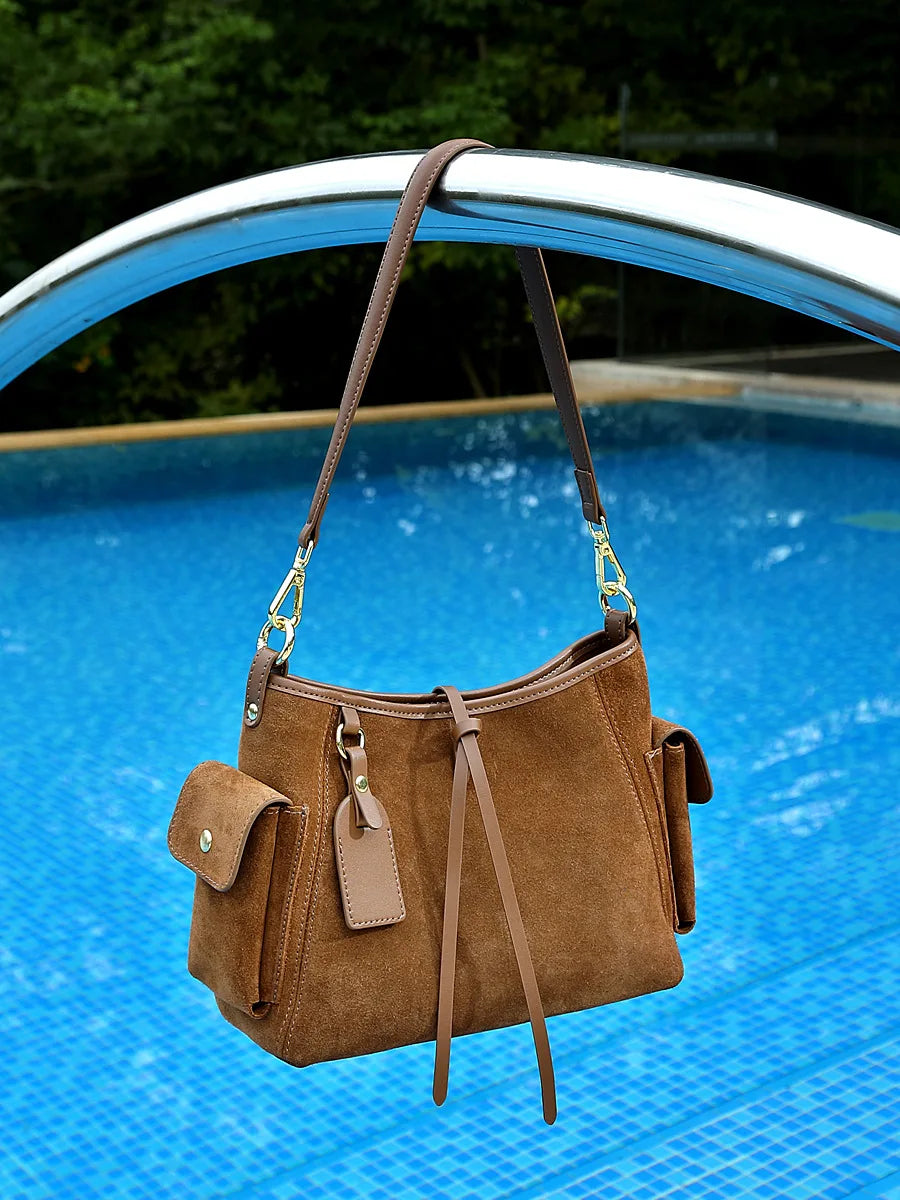 Frosted Leather Slouch Tote Bag
