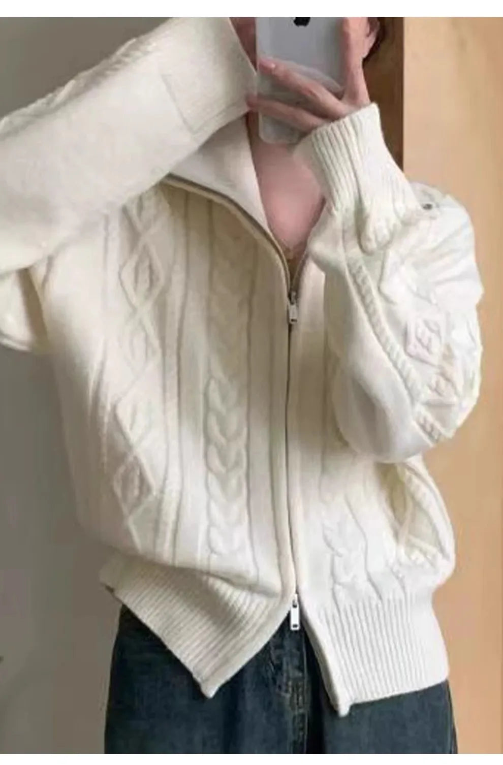 Pure Cashmere Turtleneck Zip Cardigan