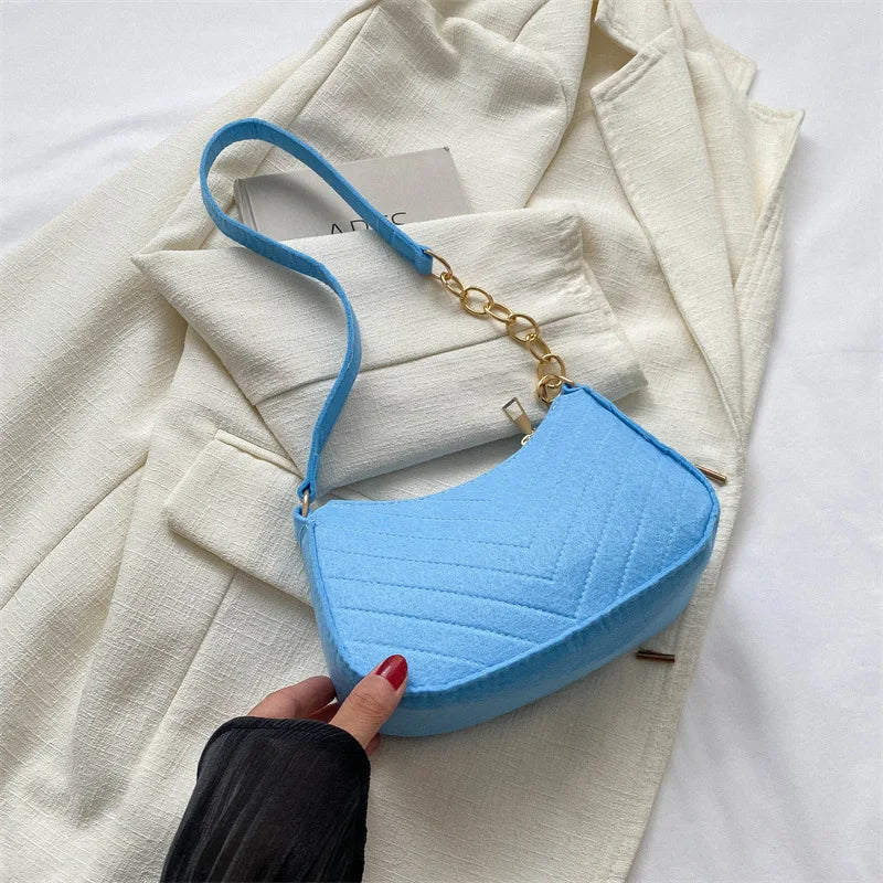 Felt Crescent Underarm Shoulder Bag
