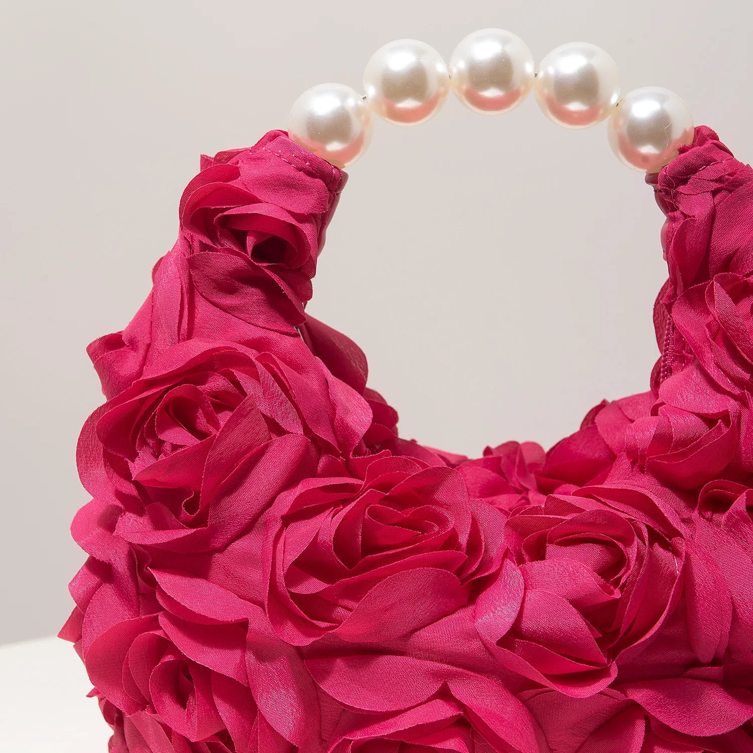 Floral Pearl Half Moon Clutch Bag