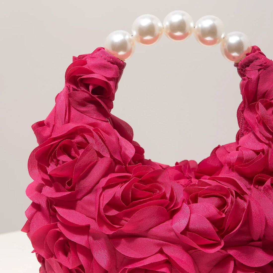 Floral Pearl Half Moon Clutch Bag