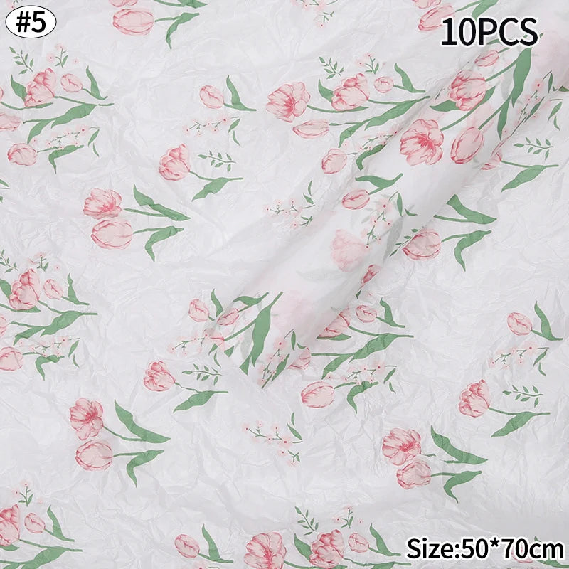 Hand-Kneaded Tissue Bouquet Wrapping Paper, 10 Sheets