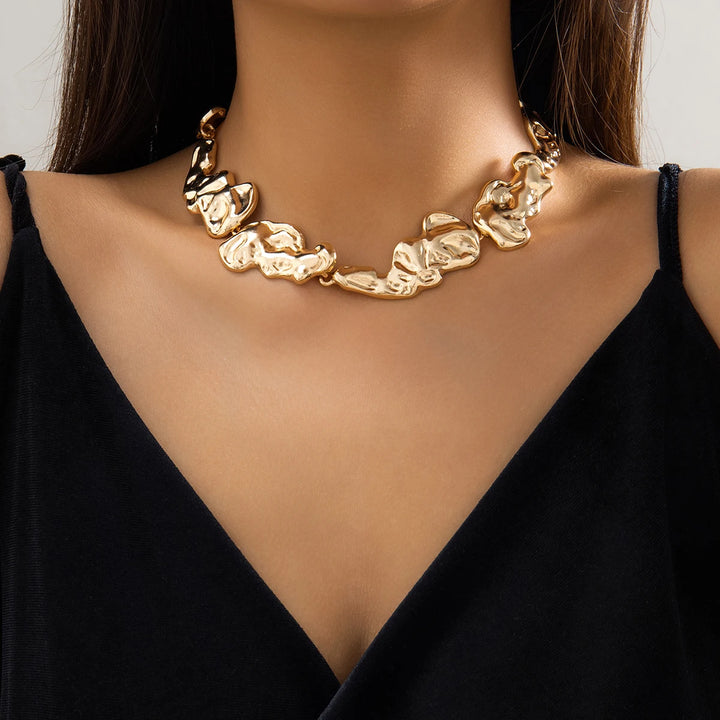 Irregular Metal Patchwork Collar Necklace