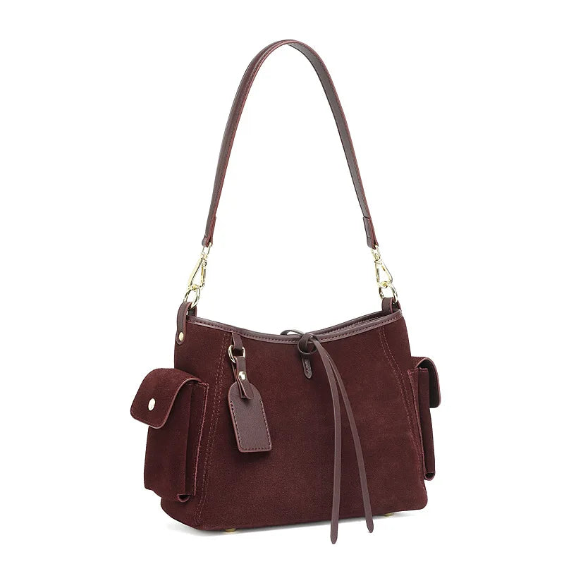 Frosted Leather Slouch Tote Bag