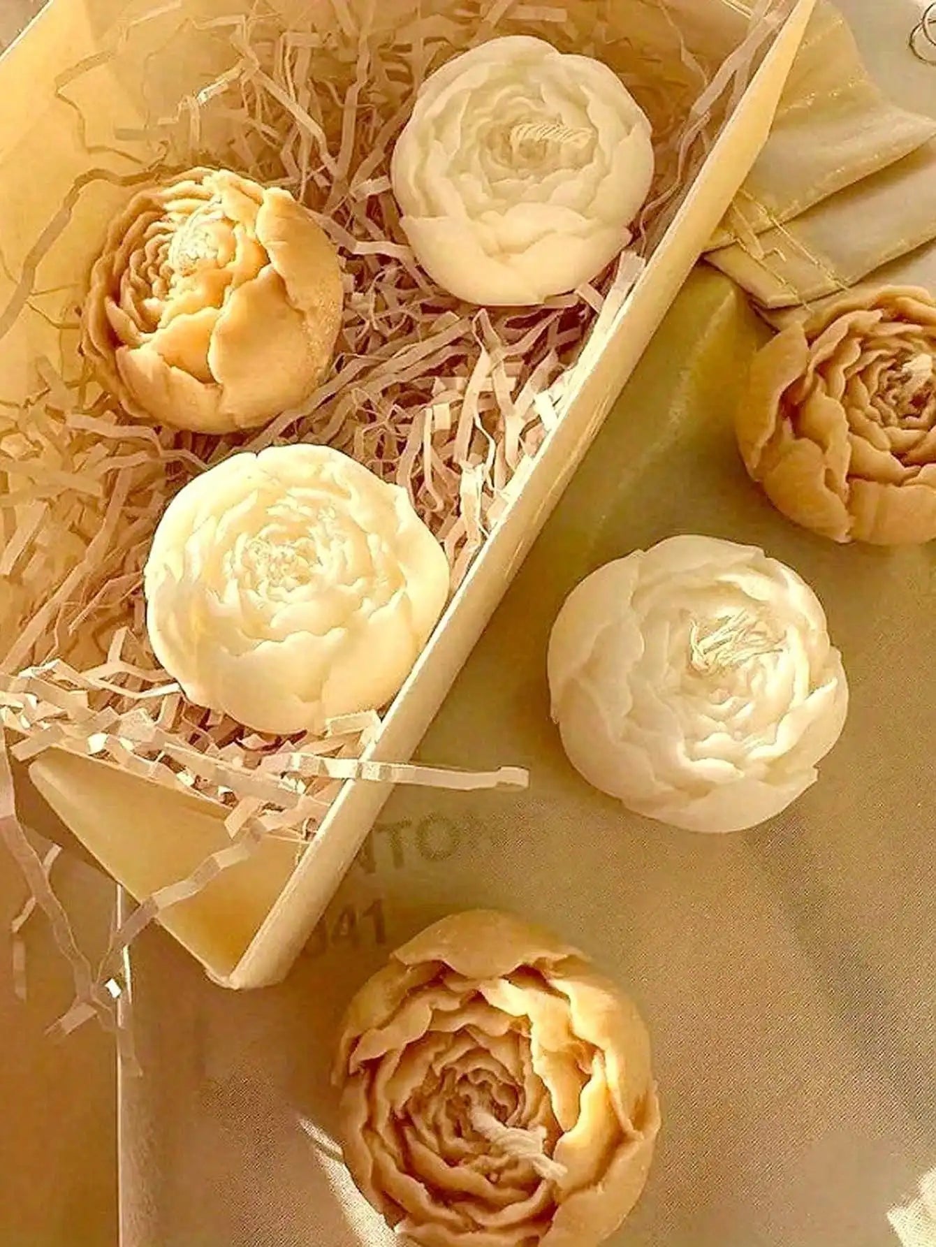 Handmade Rose Bouquet Candles, Set of 4