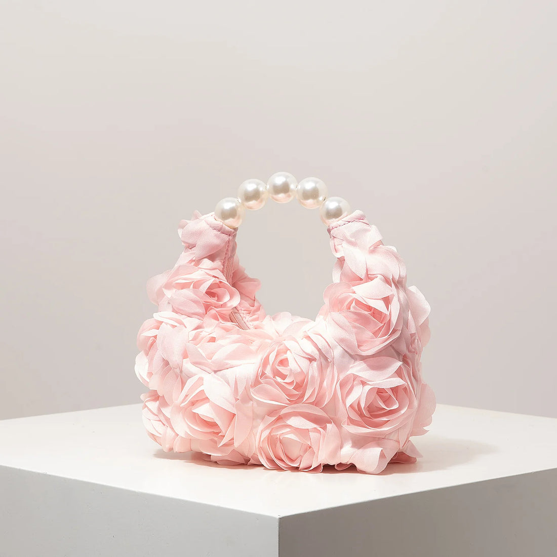 Floral Pearl Half Moon Clutch Bag