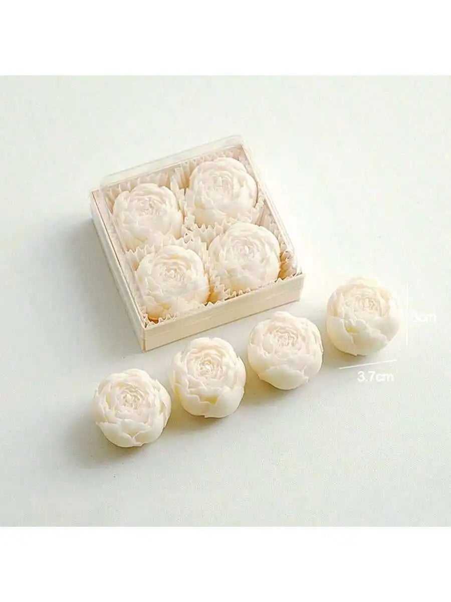 Handmade Rose Bouquet Candles, Set of 4