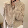 Pure Cashmere Turtleneck Zip Cardigan