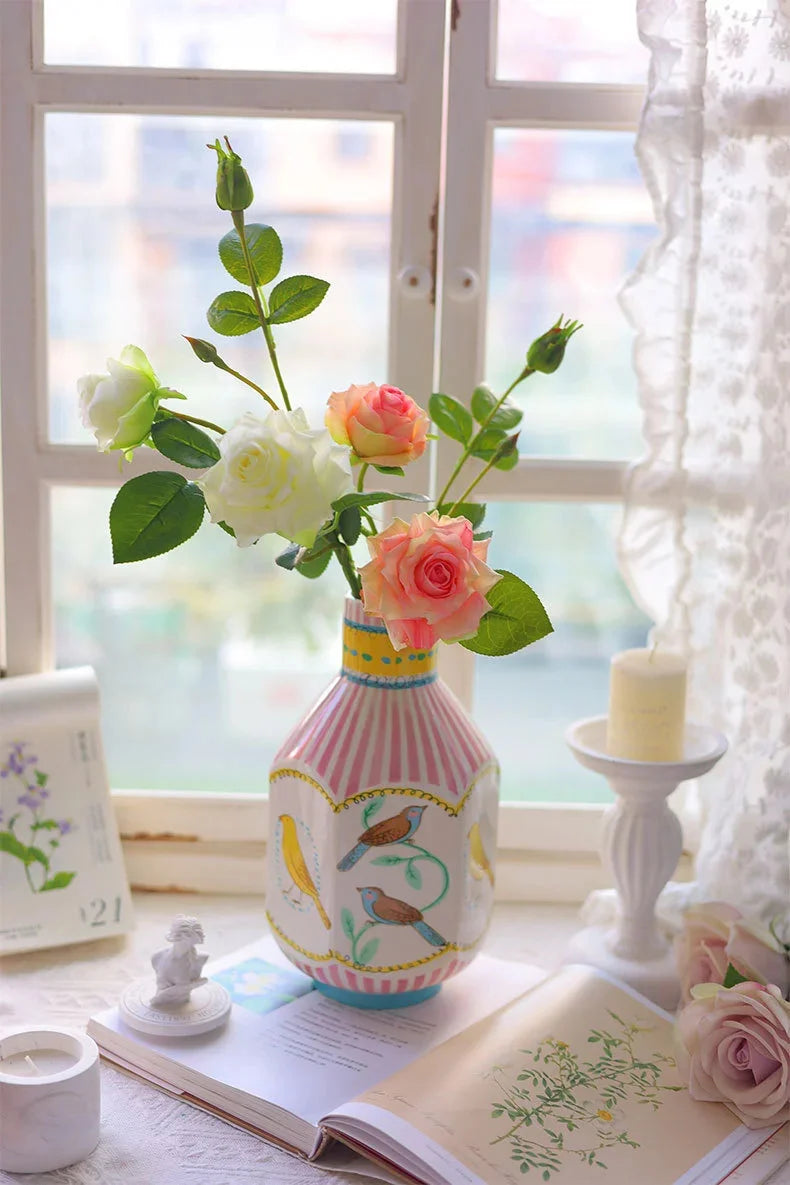 Vintage Ceramic Bird Flower Vase