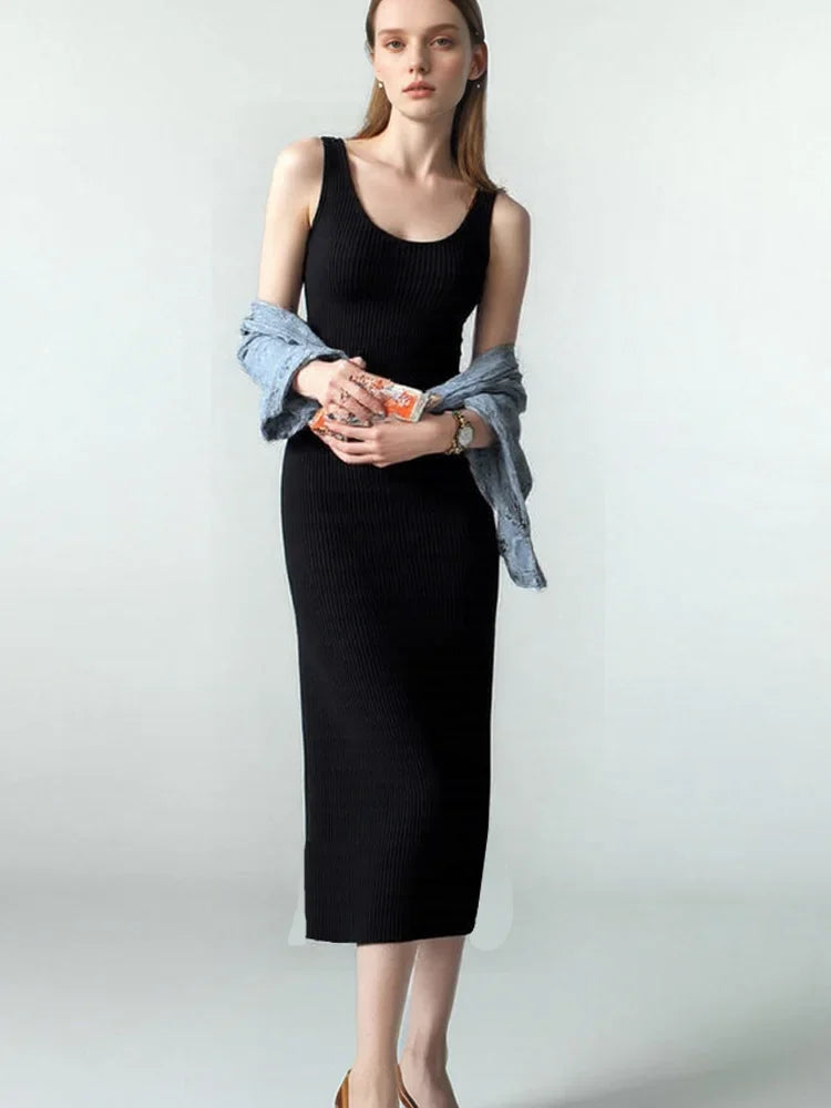 Ribbed Knit Cami Midi Dress