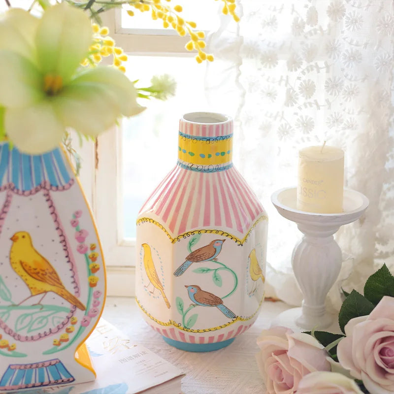 Vintage Ceramic Bird Flower Vase