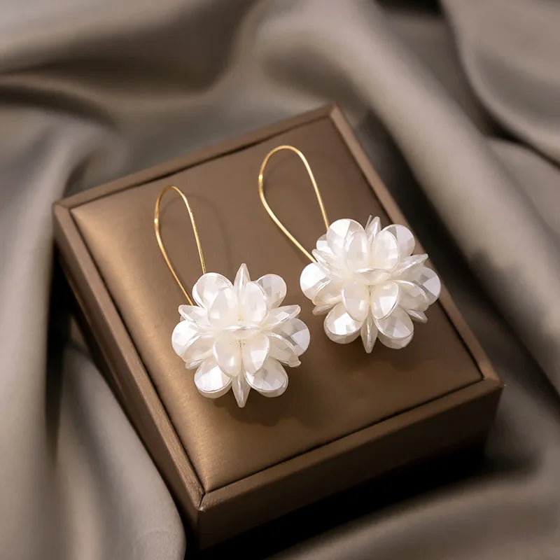 Pearl Petal Ball Drop Earrings