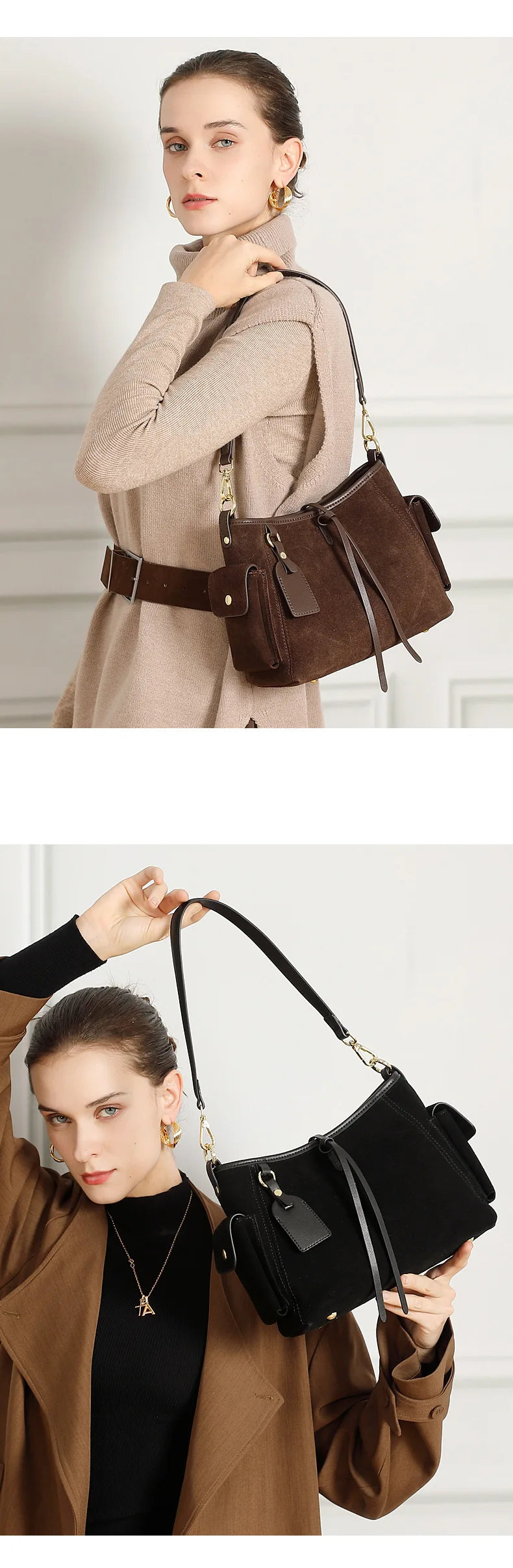 Frosted Leather Slouch Tote Bag