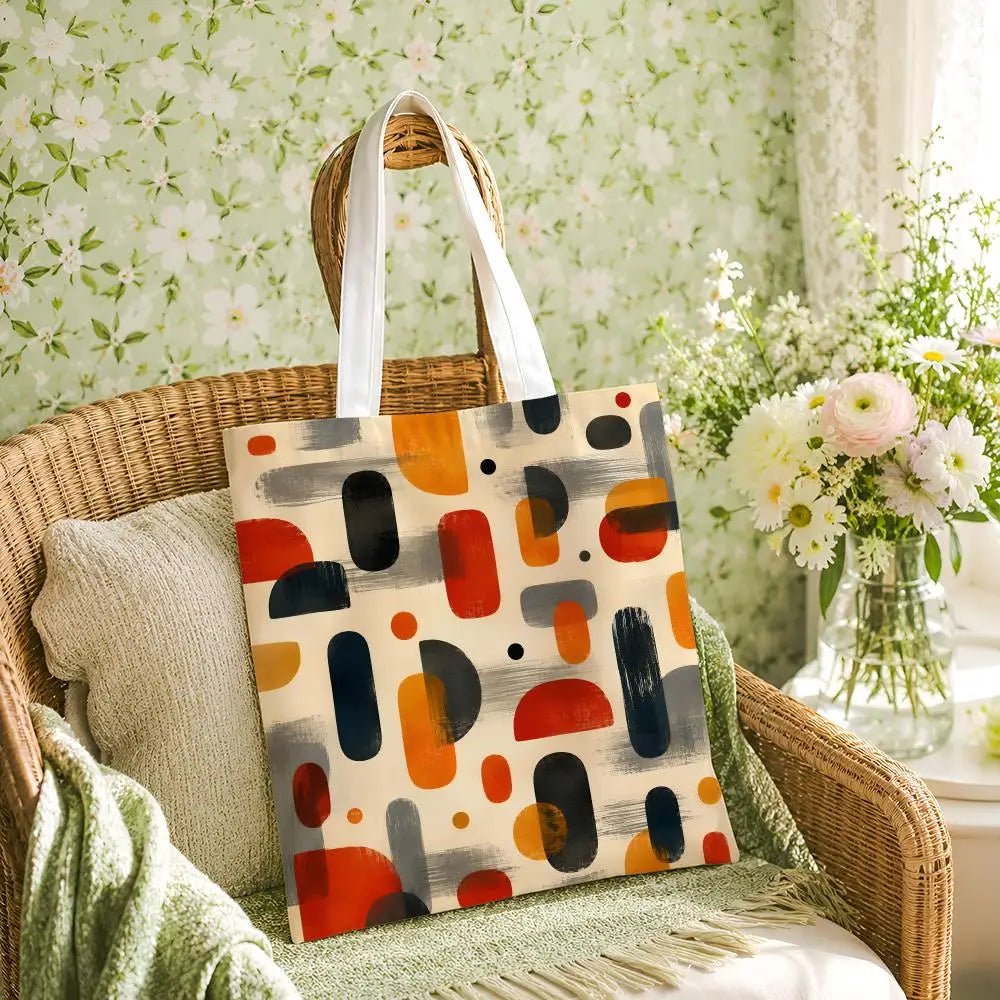 Amber Geo Canvas Shoulder Tote Bag