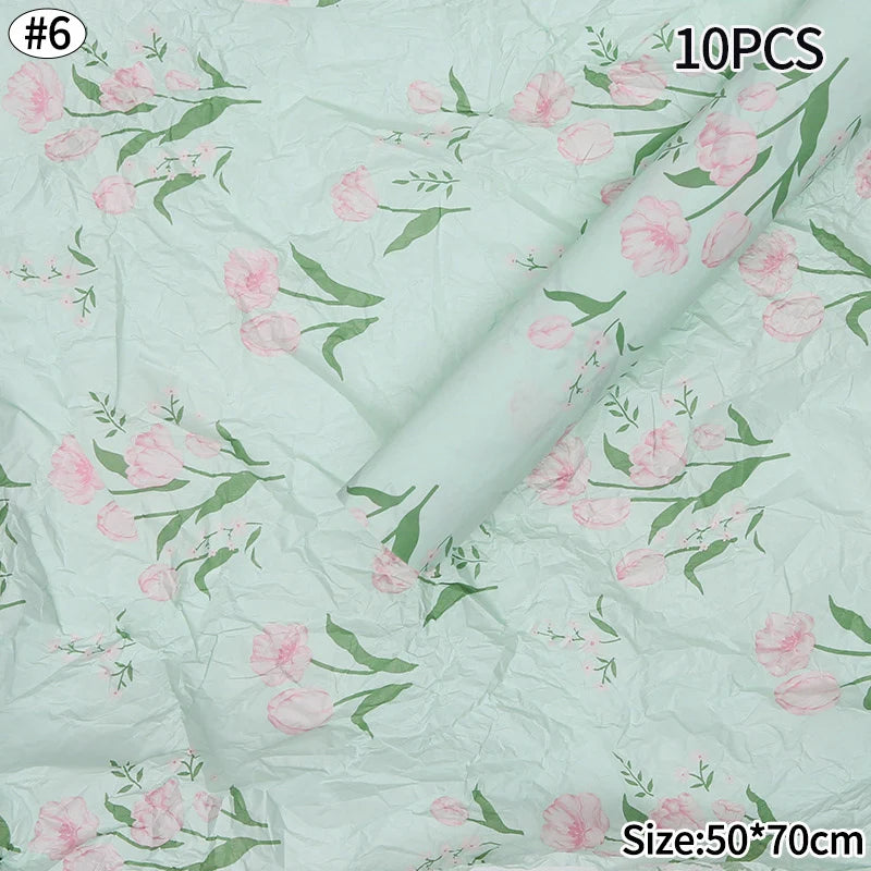 Hand-Kneaded Tissue Bouquet Wrapping Paper, 10 Sheets