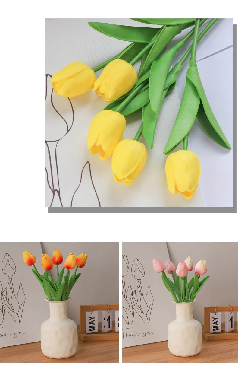 Artificial Silicone Tulips with Stems