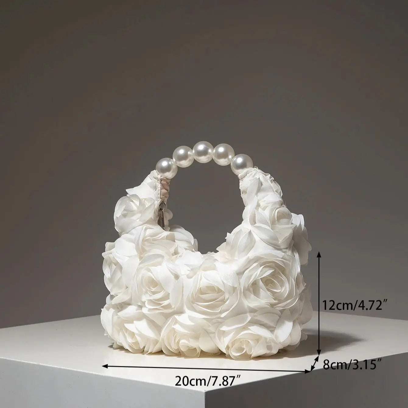 Floral Pearl Half Moon Clutch Bag