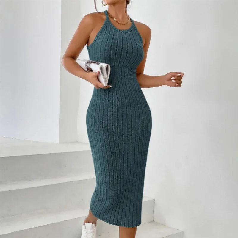 Ribbed Knit Longline Tank Dress