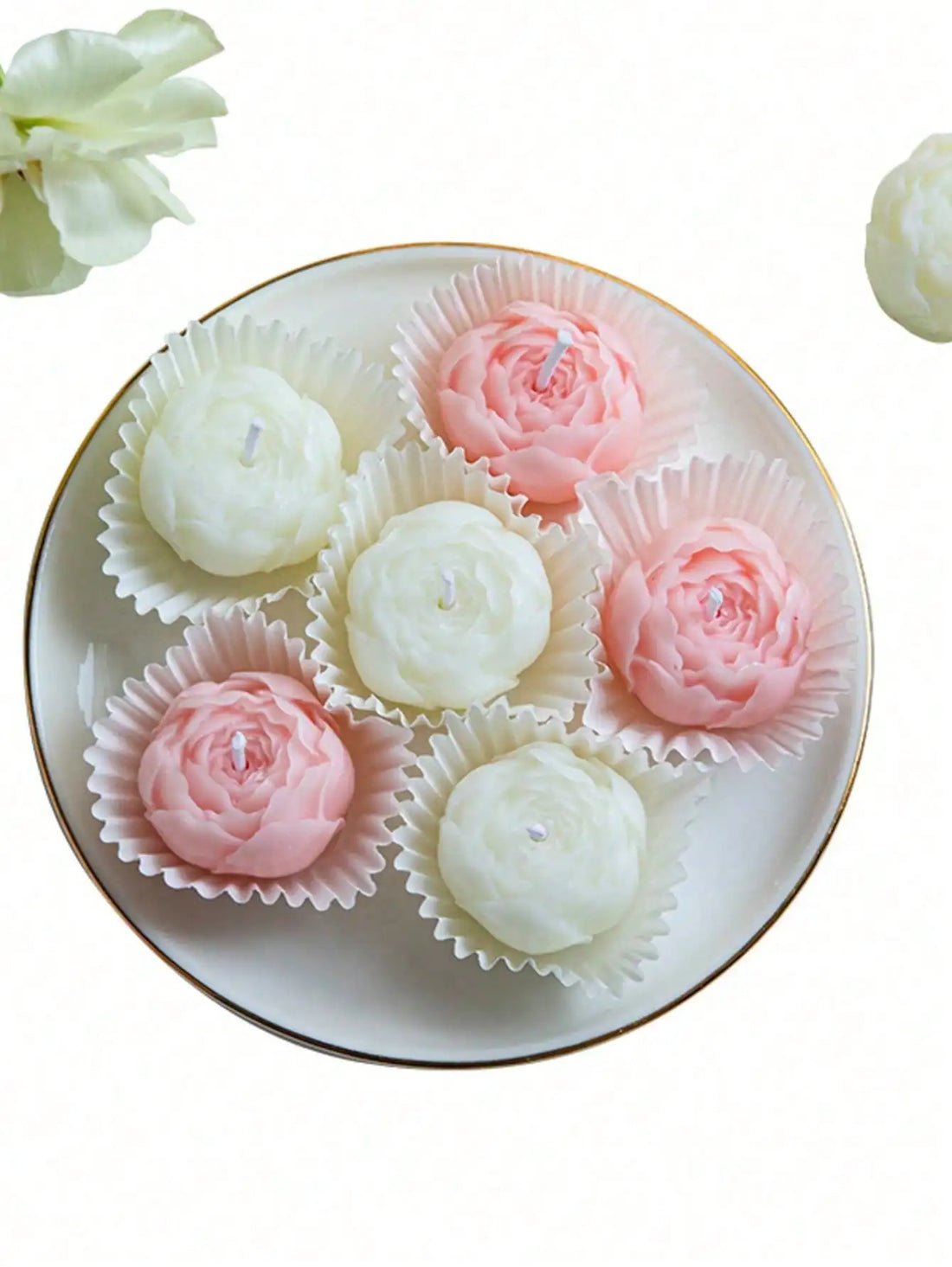 Handmade Rose Bouquet Candles, Set of 4