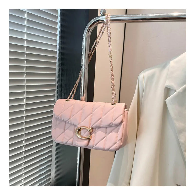 Quilted Gold Chain Flap Crossbody Bag