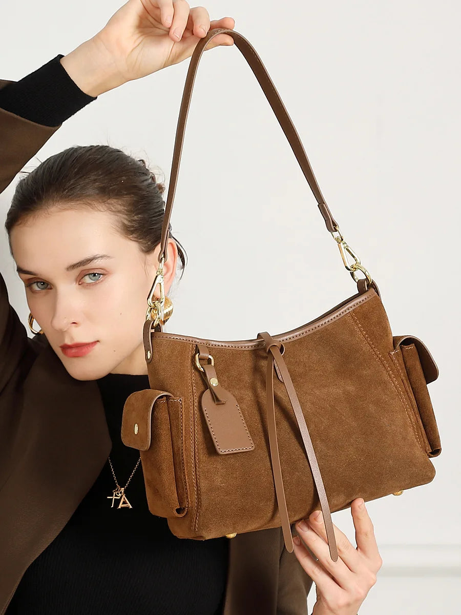 Frosted Leather Slouch Tote Bag