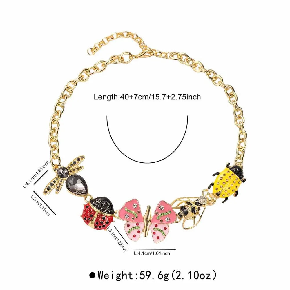 Enamel Butterfly Chunky Chain Necklace