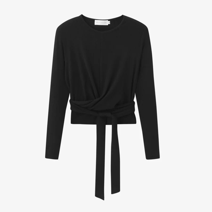 Ribbed Wrap Top and A Line Dress Set