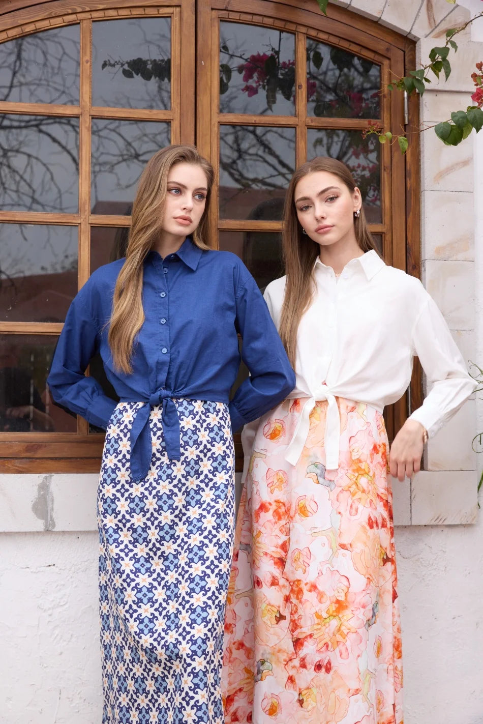Printed Linen Shirt and Dress Outfit