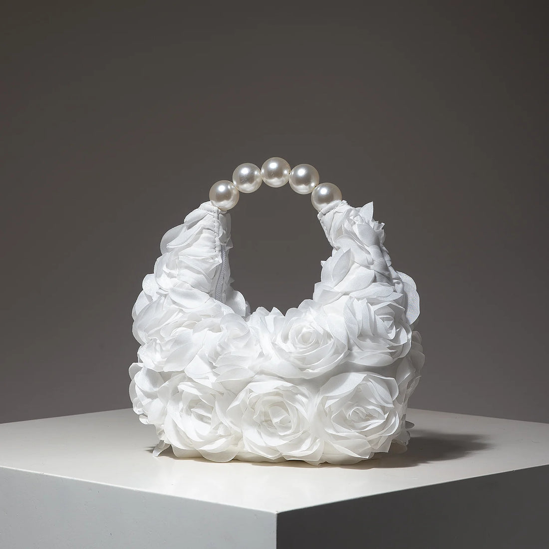 Floral Pearl Half Moon Clutch Bag