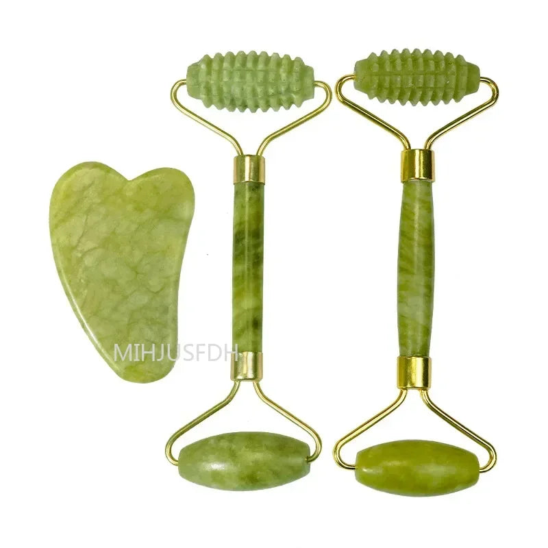 Natural Jade Facial Roller and Gua Sha Set