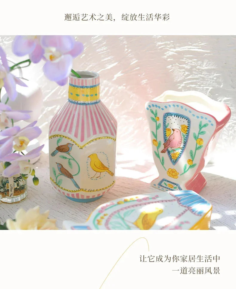 Vintage Ceramic Bird Flower Vase