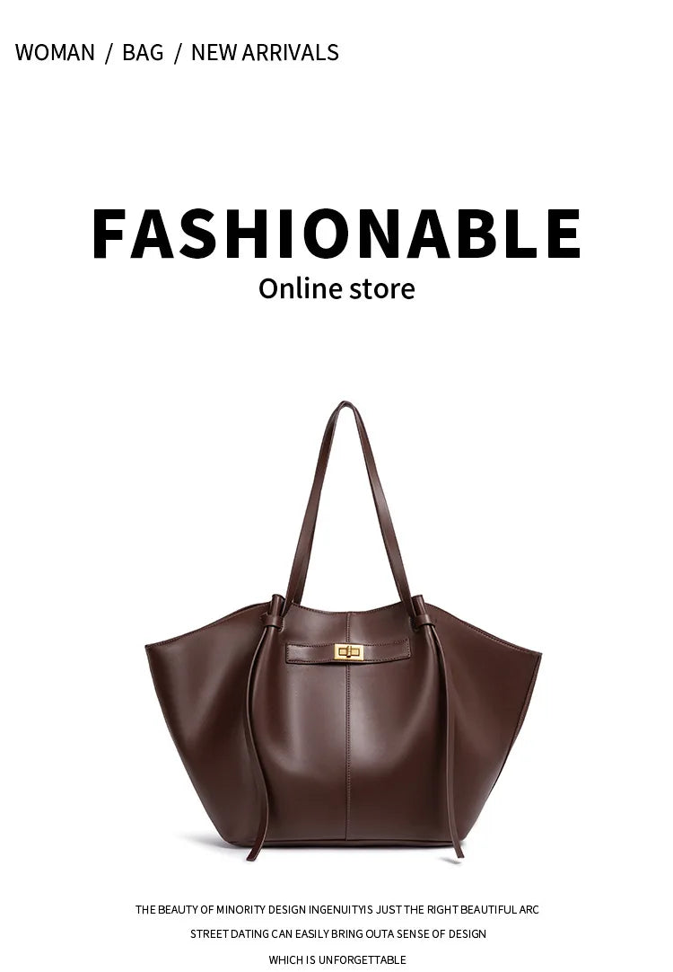 Large Metal Lock Shoulder Tote Bag