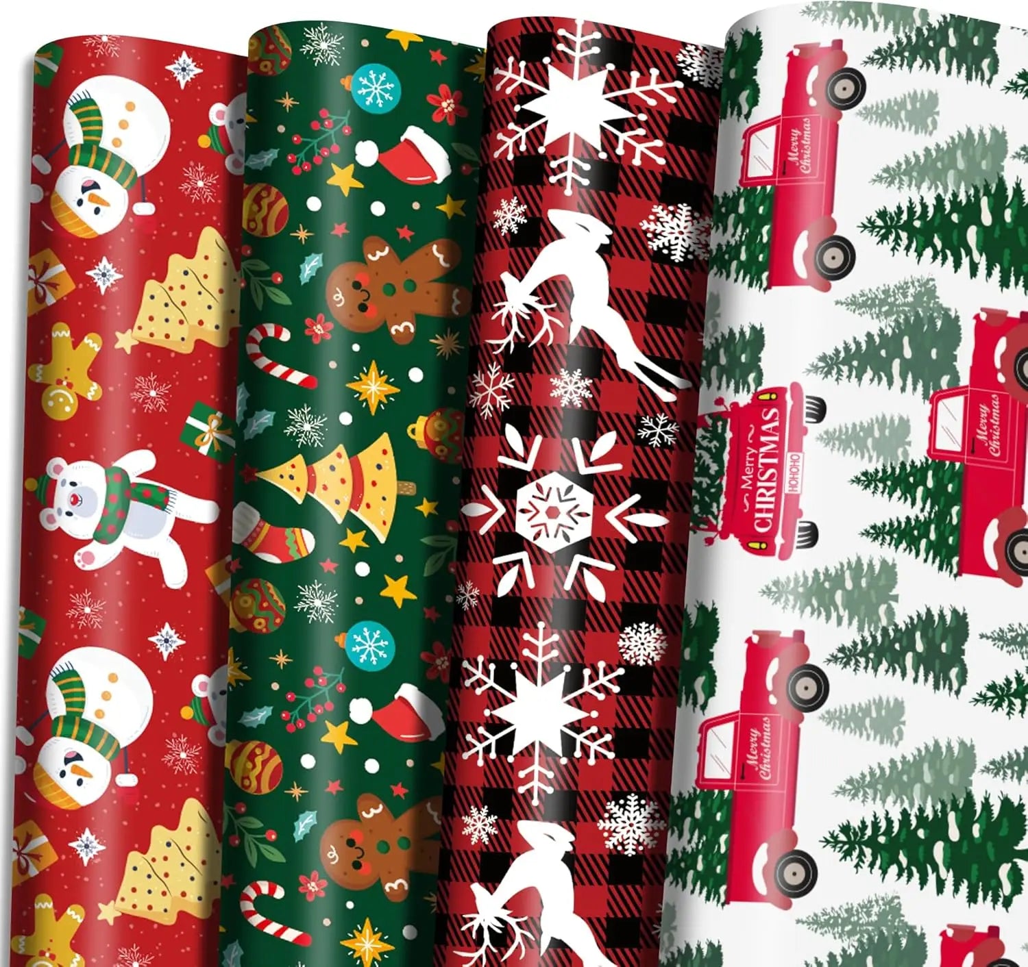Christmas Kraft Wrapping Paper, 4 Sheets