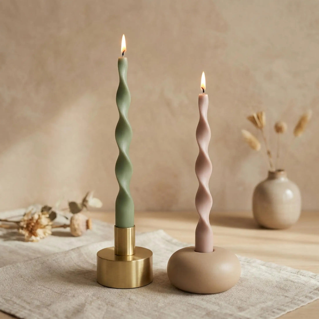 Spiral Twisted Taper Candles, Set of 2