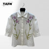 Floral Puff Sleeve Linen Blend Blouse