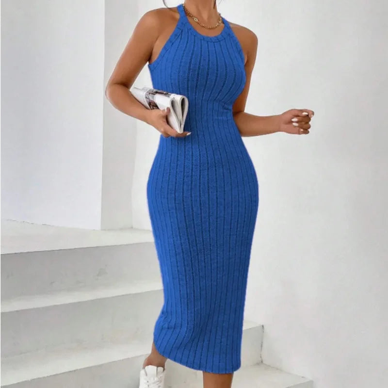 Ribbed Knit Longline Tank Dress