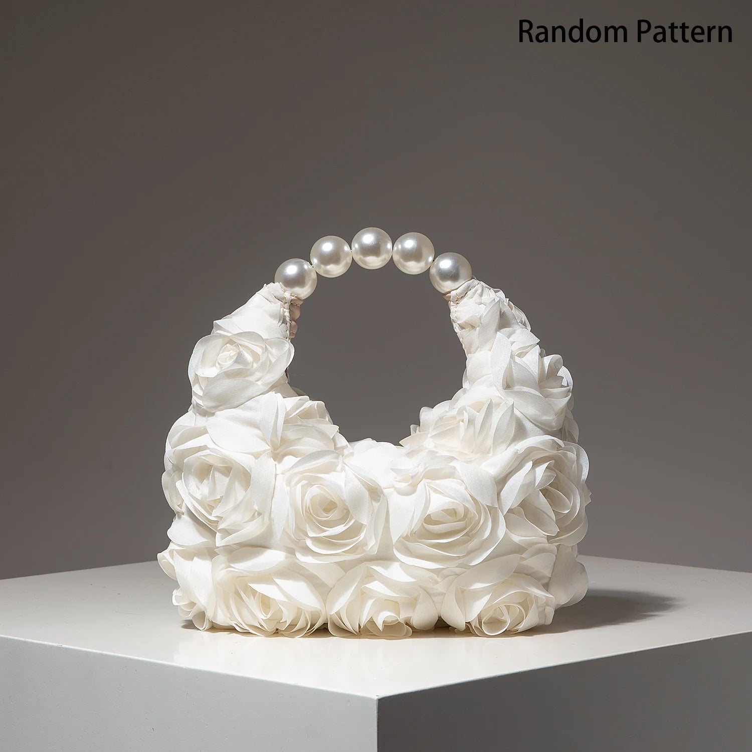 Floral Pearl Half Moon Clutch Bag