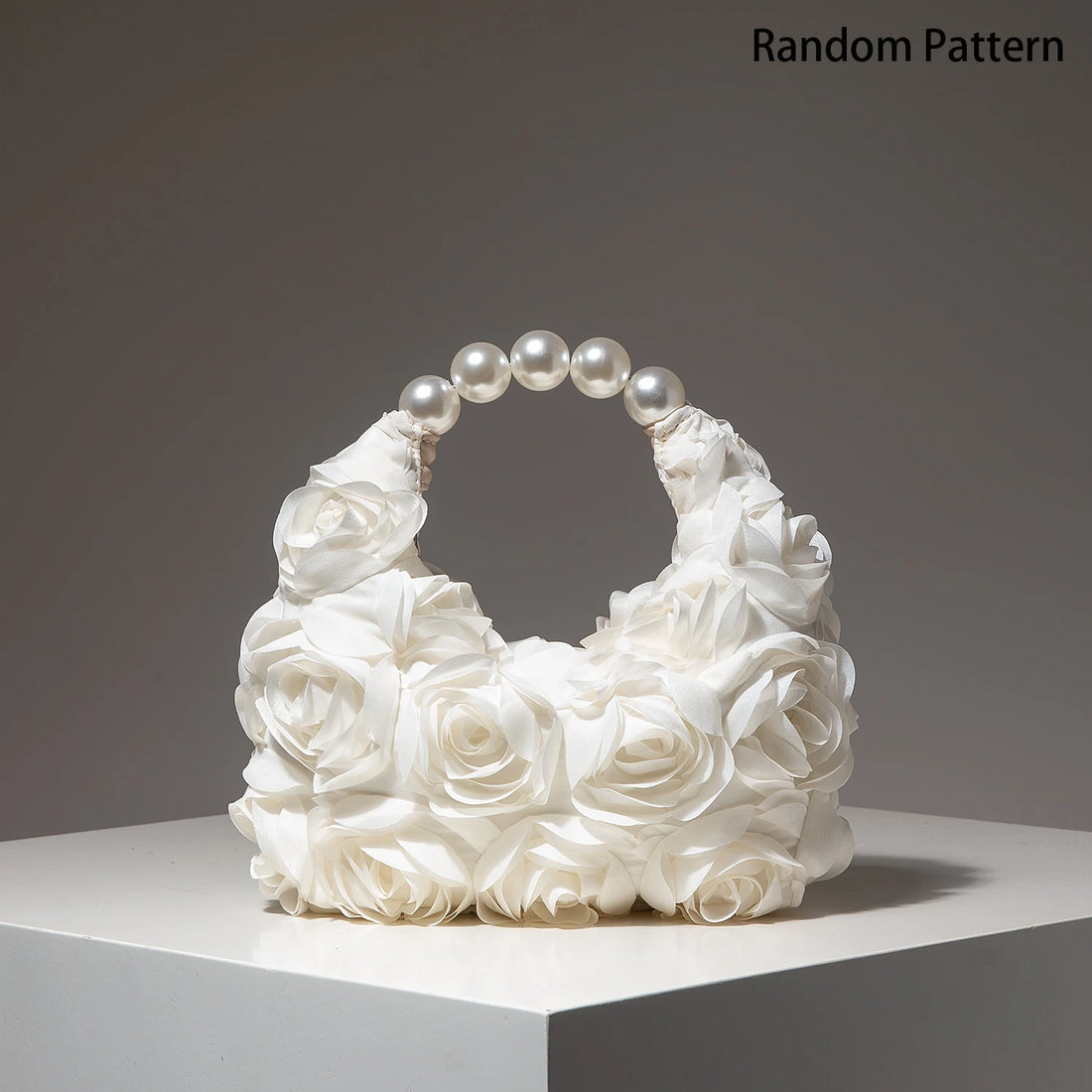 Floral Pearl Half Moon Clutch Bag