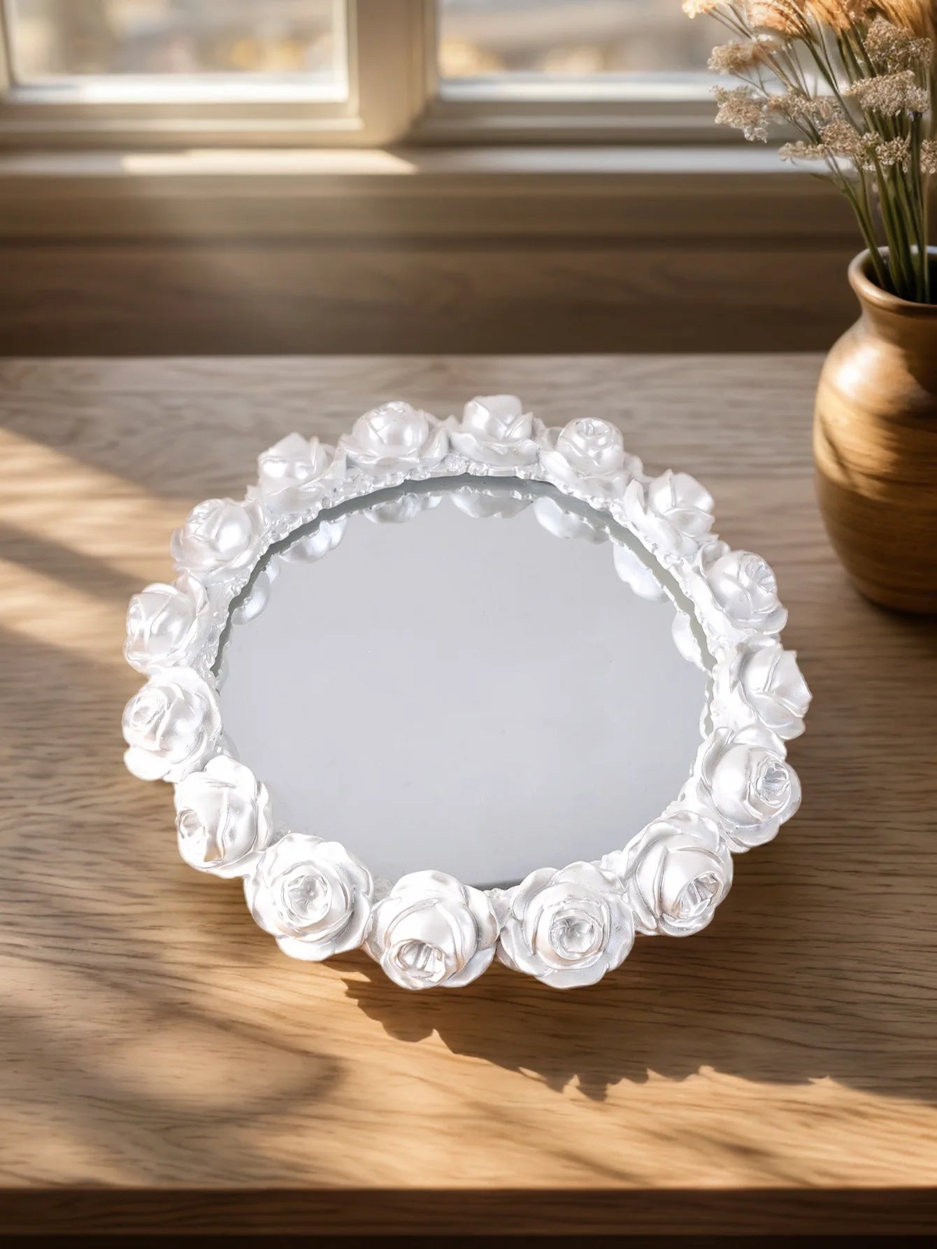 Golden Rose Mirrored Trinket Tray
