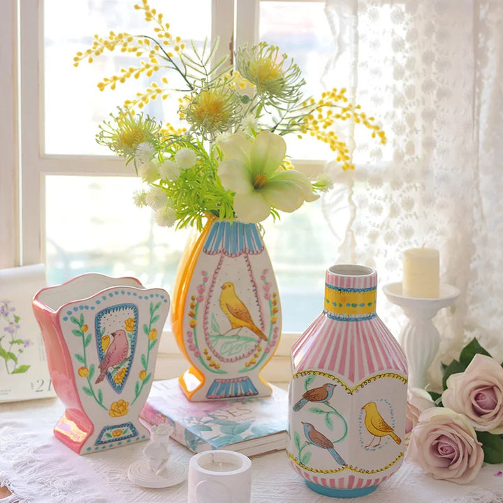 Vintage Ceramic Bird Flower Vase