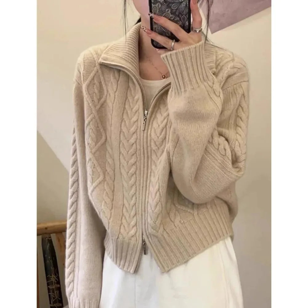 Pure Cashmere Turtleneck Zip Cardigan