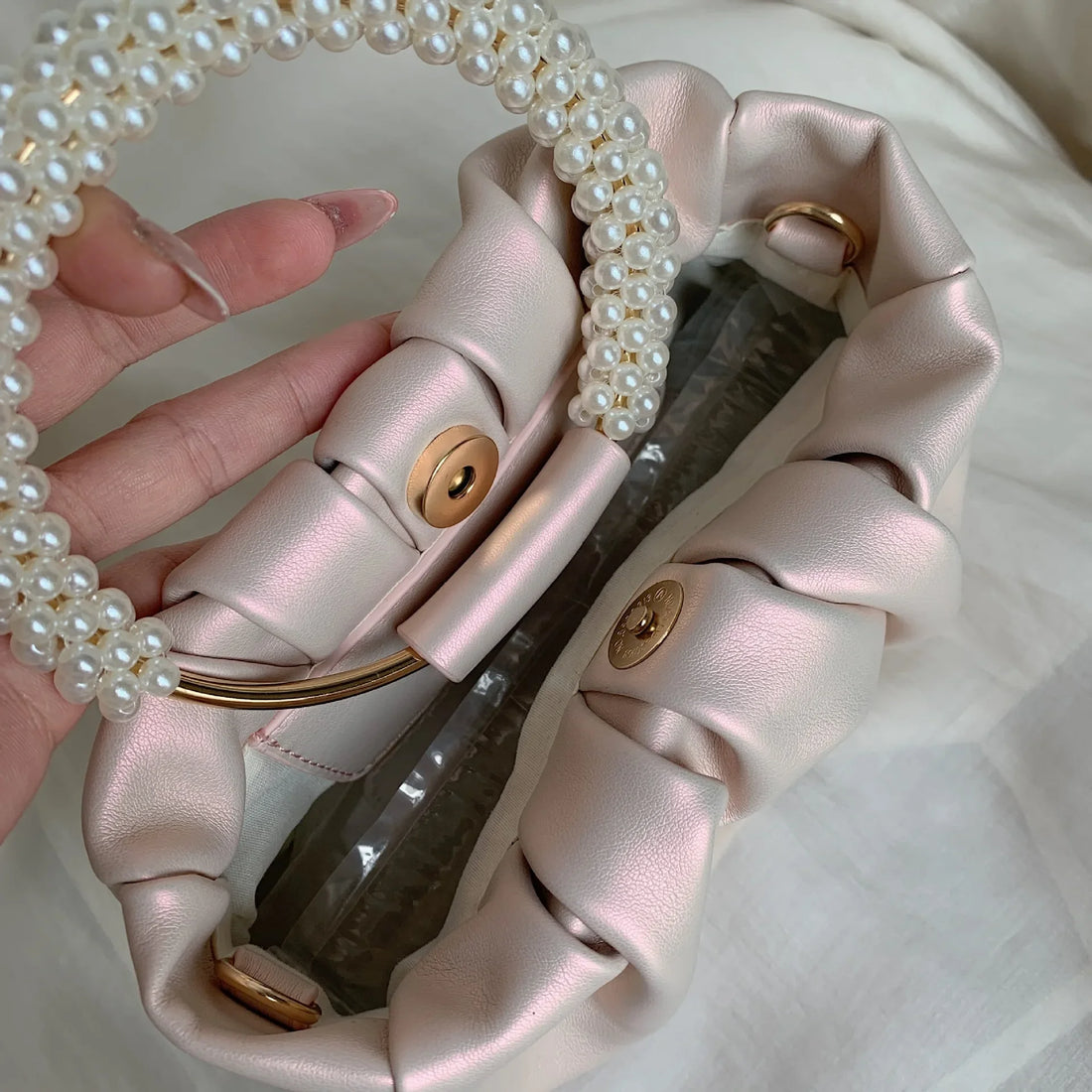 Pearl Handle Evening Clutch Bag