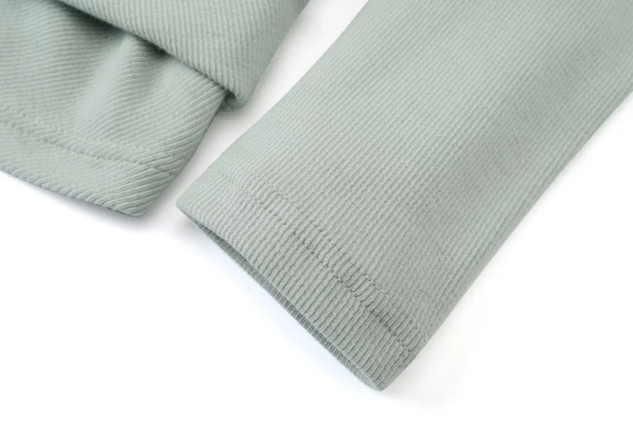 Ribbed Wrap Top and A Line Dress Set