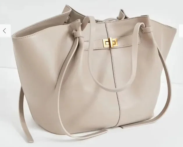 Large Metal Lock Shoulder Tote Bag