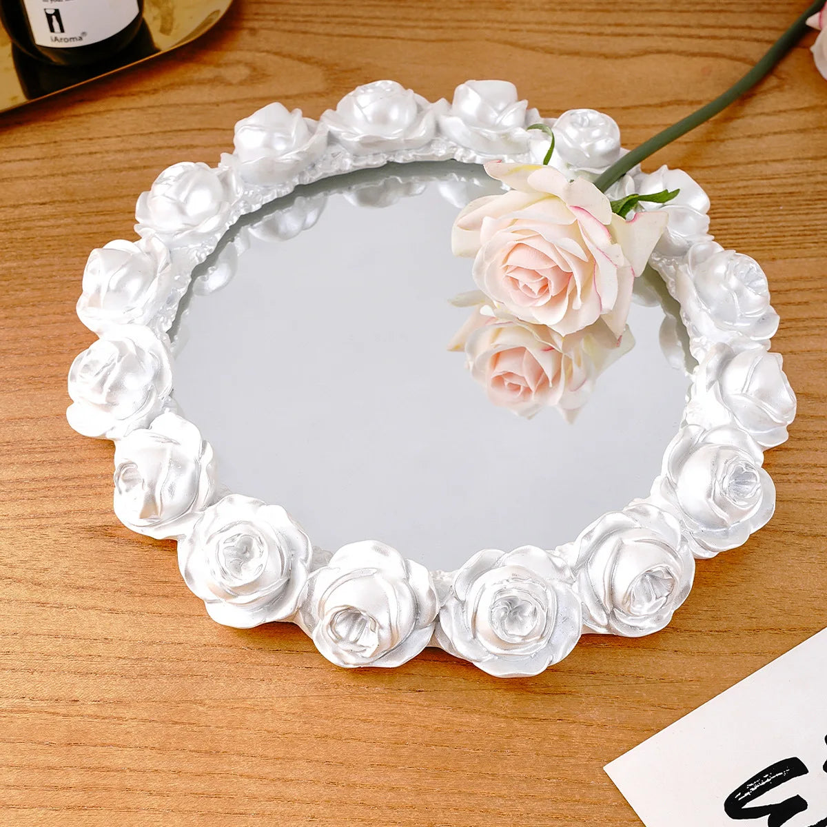 Golden Rose Mirrored Trinket Tray