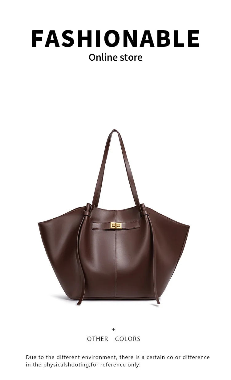 Large Metal Lock Shoulder Tote Bag